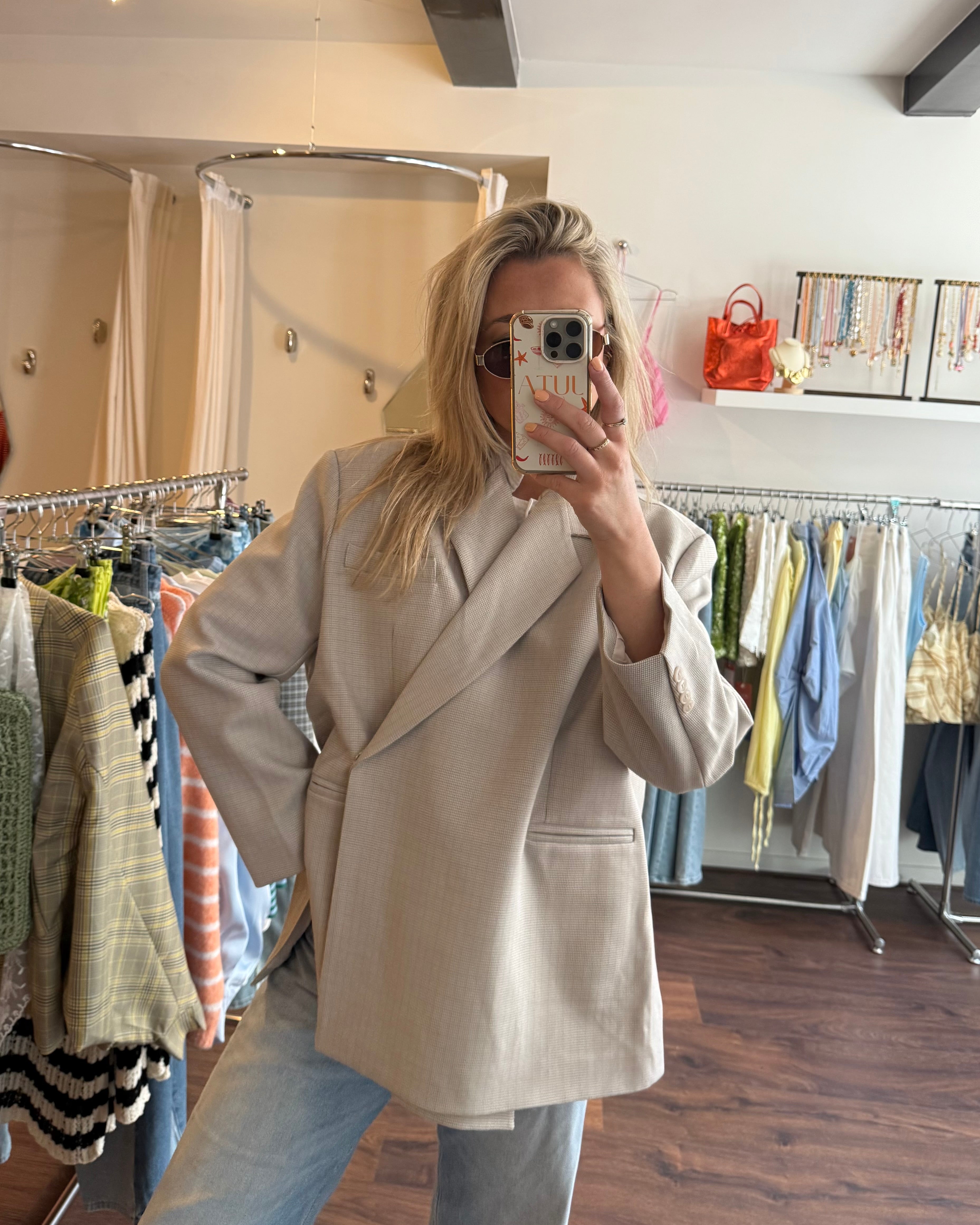 Bobby blazer beige/grey checkered
