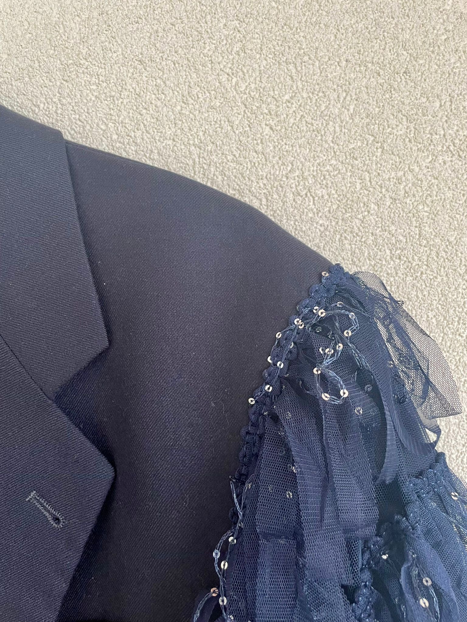 Donkerblauwe vintage blazer