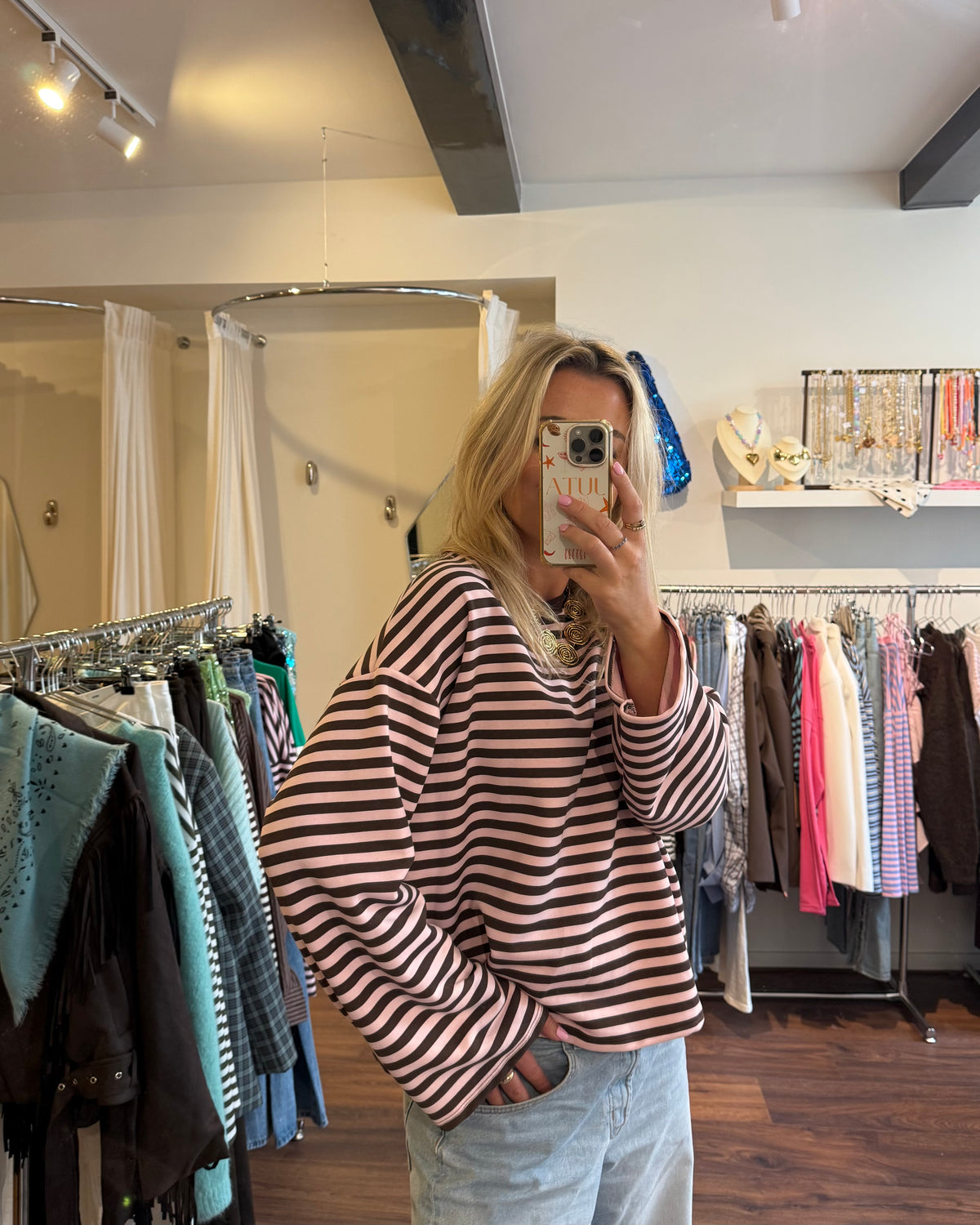 Philou longsleeve pink/brown