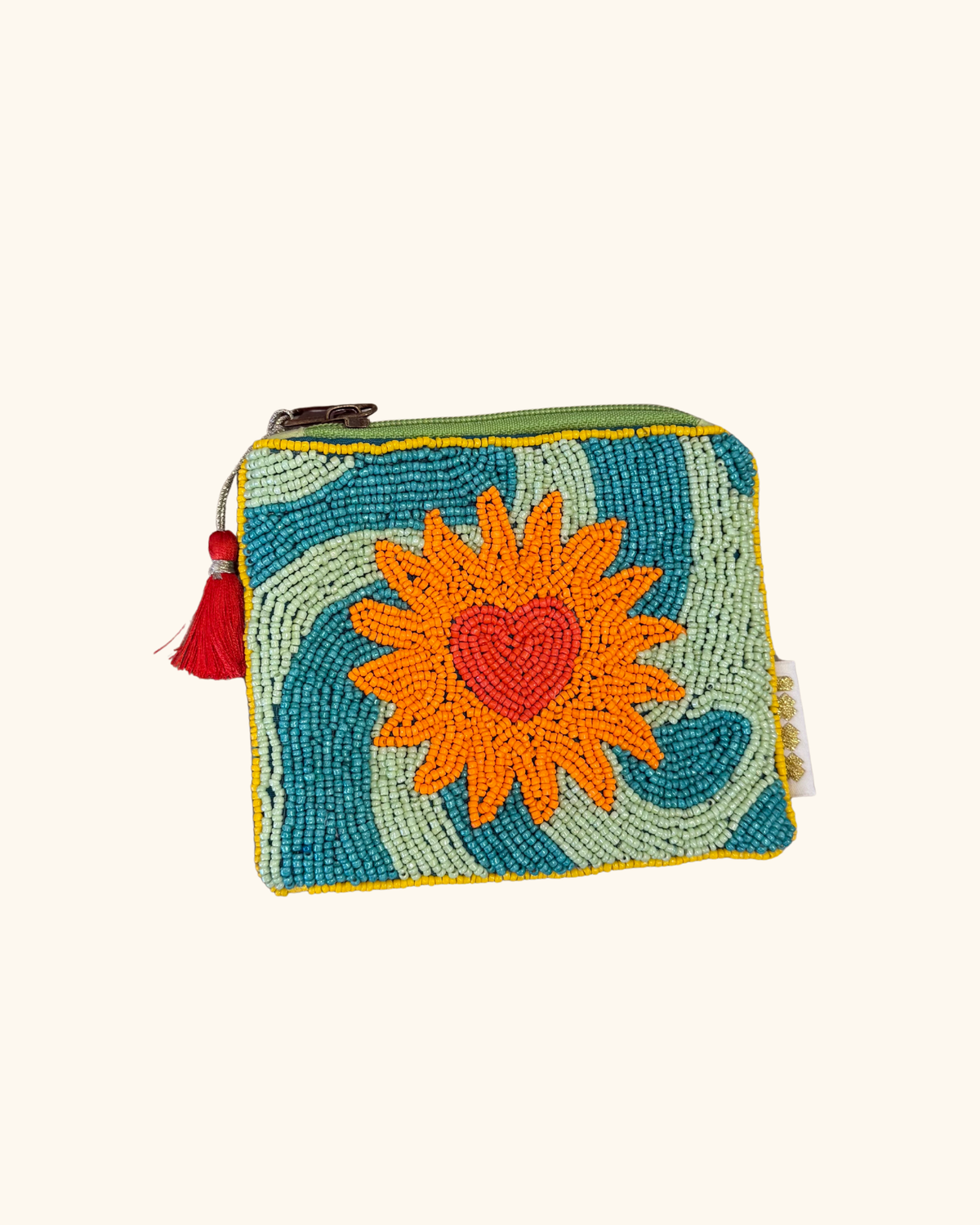 Sequin wallet sun/heart
