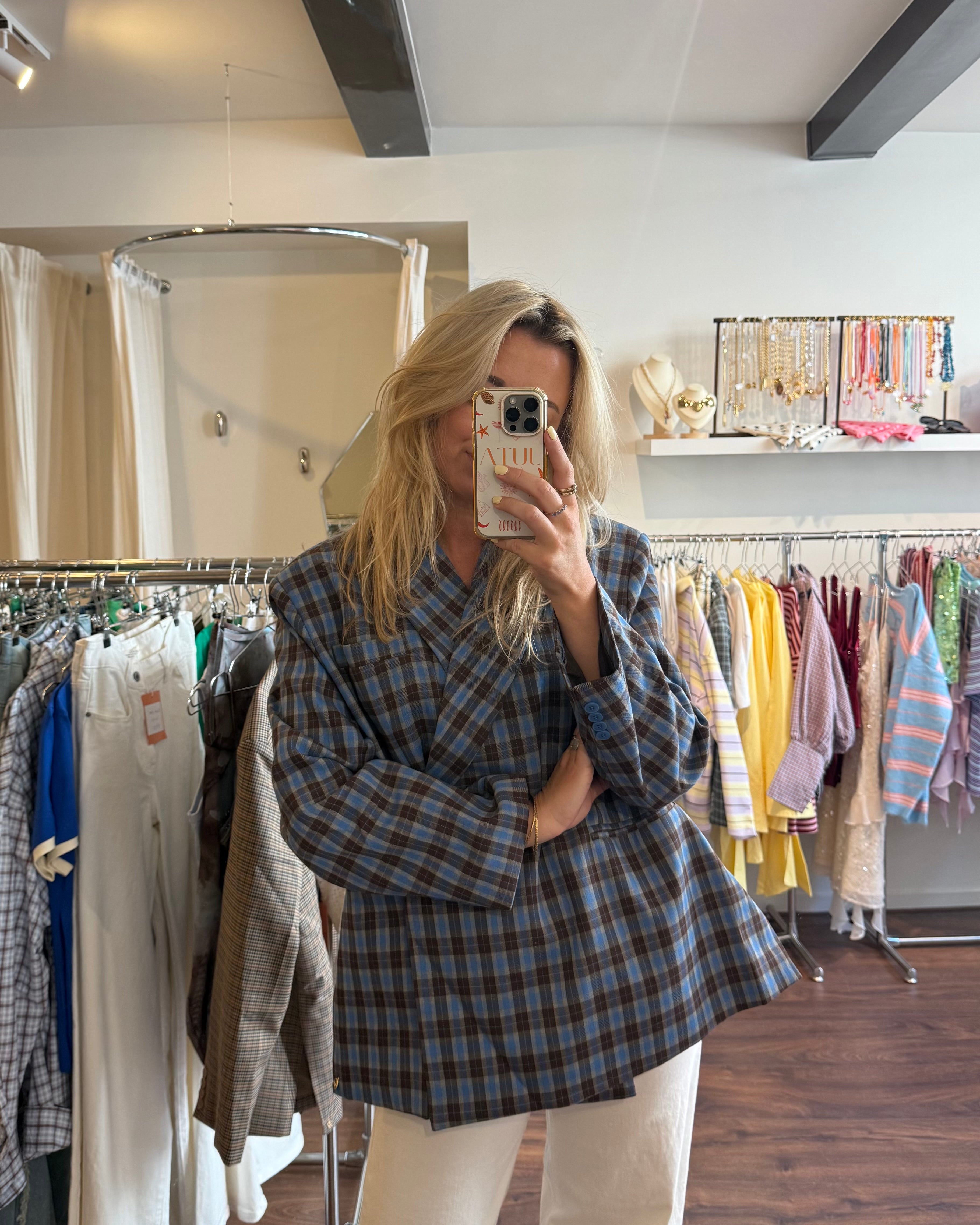 Bobby blazer blue/brown checkered