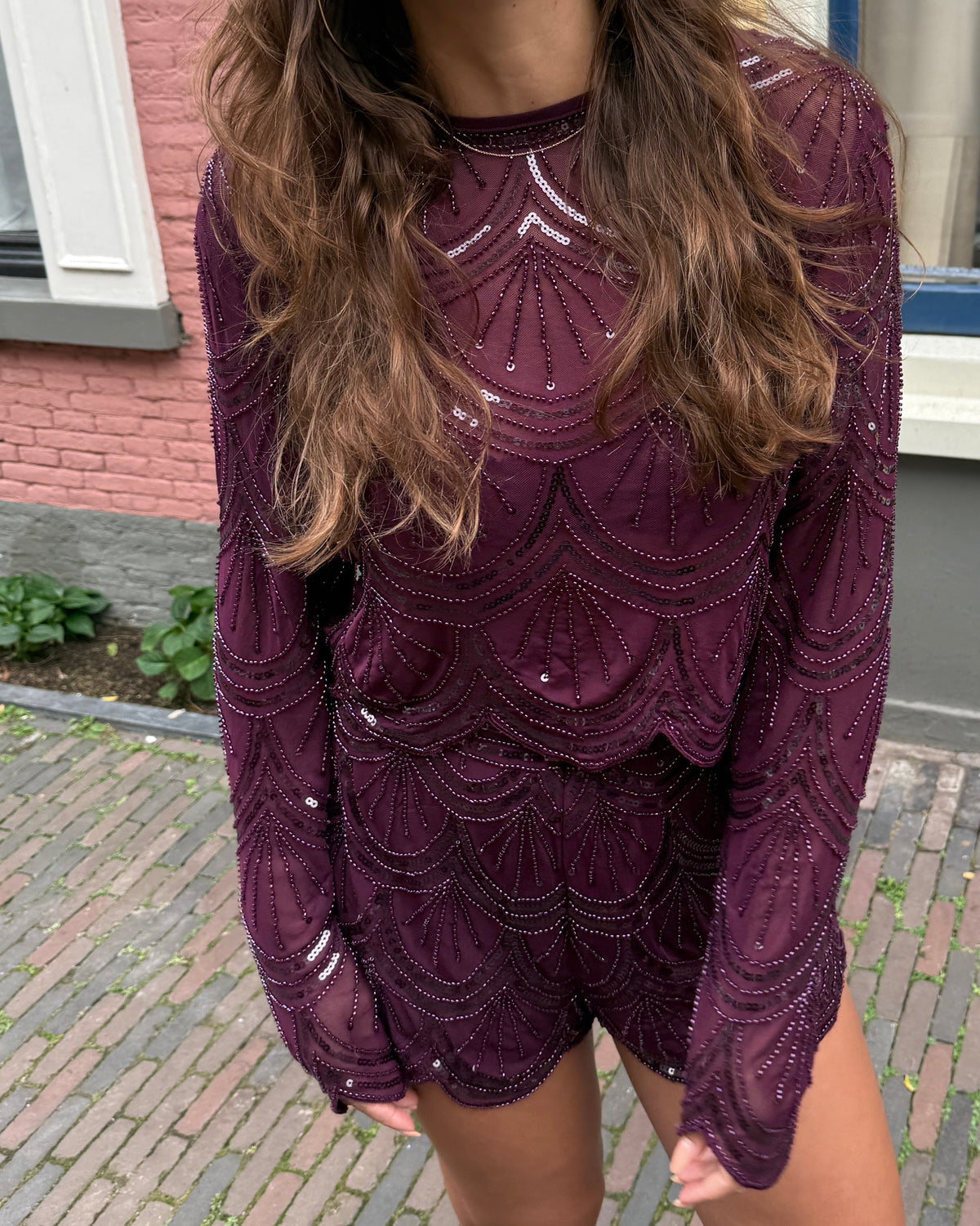 Lucie glitter top burgundy