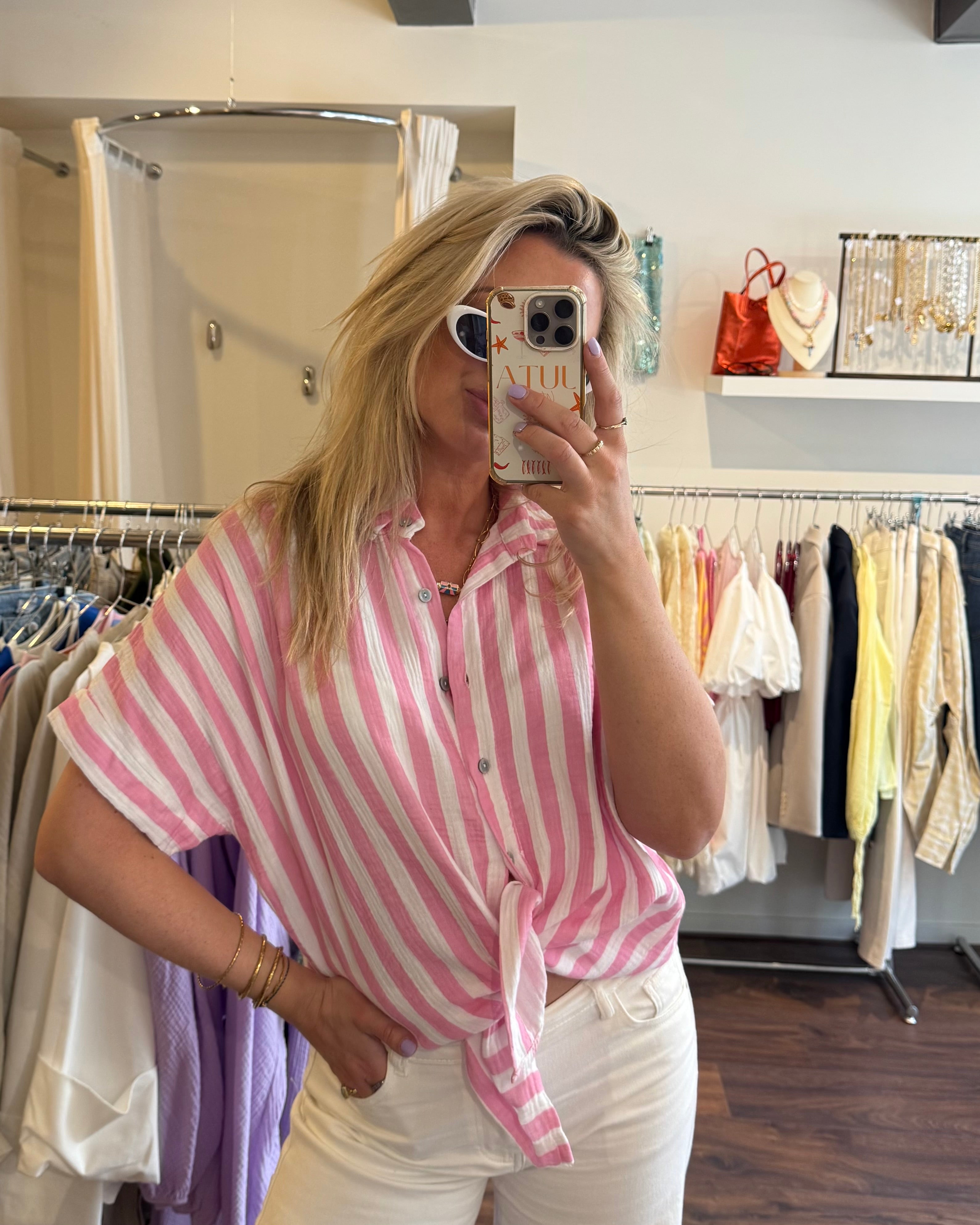 Eline blouse pink/white