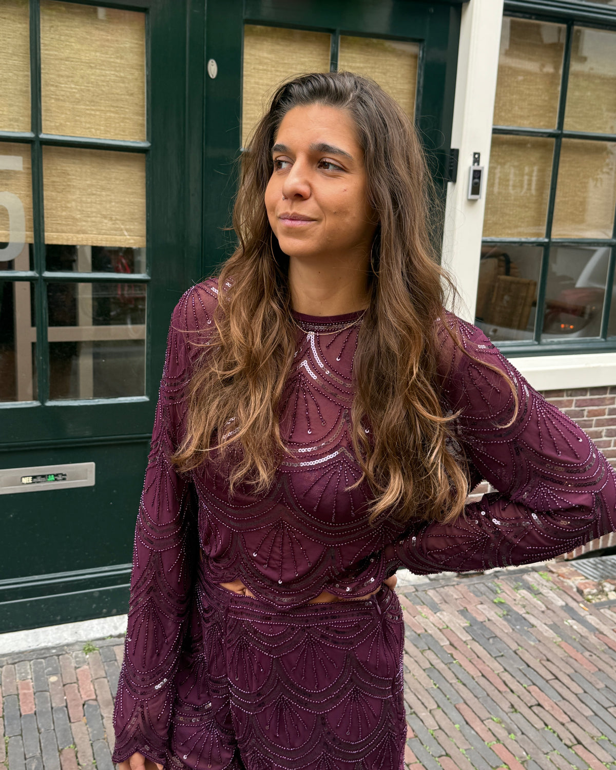 Lucie glitter top burgundy