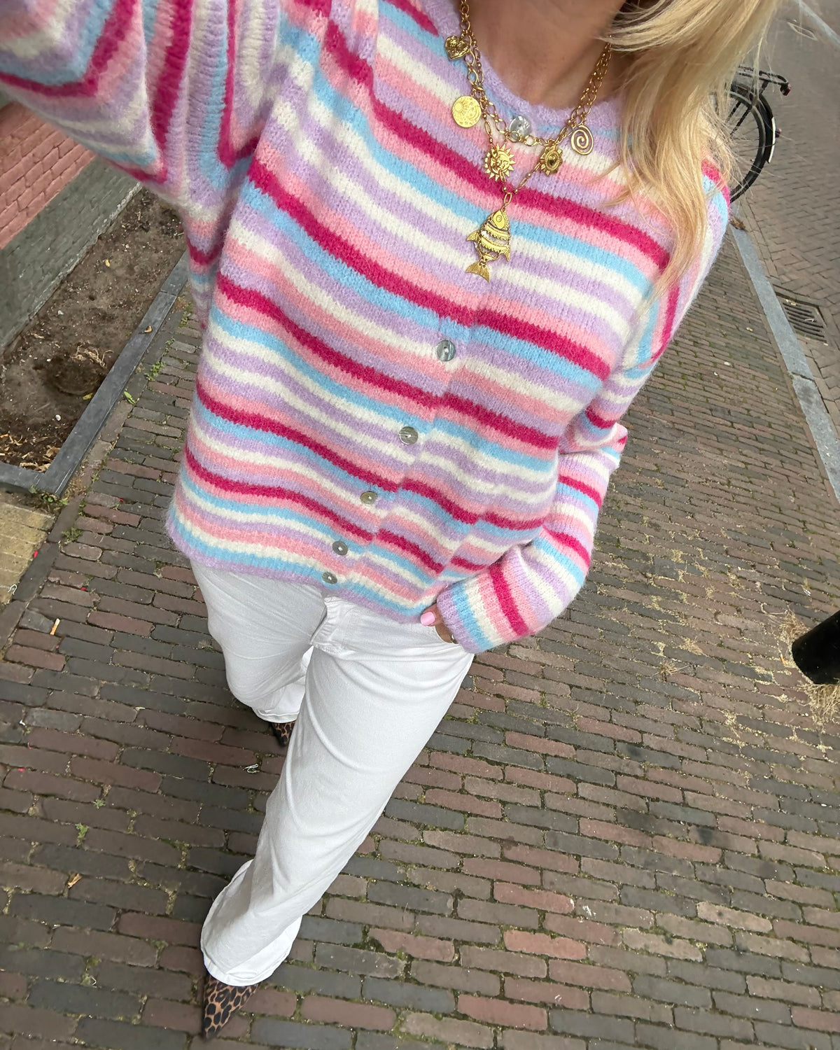 Lizzy cardigan lila/pink striped