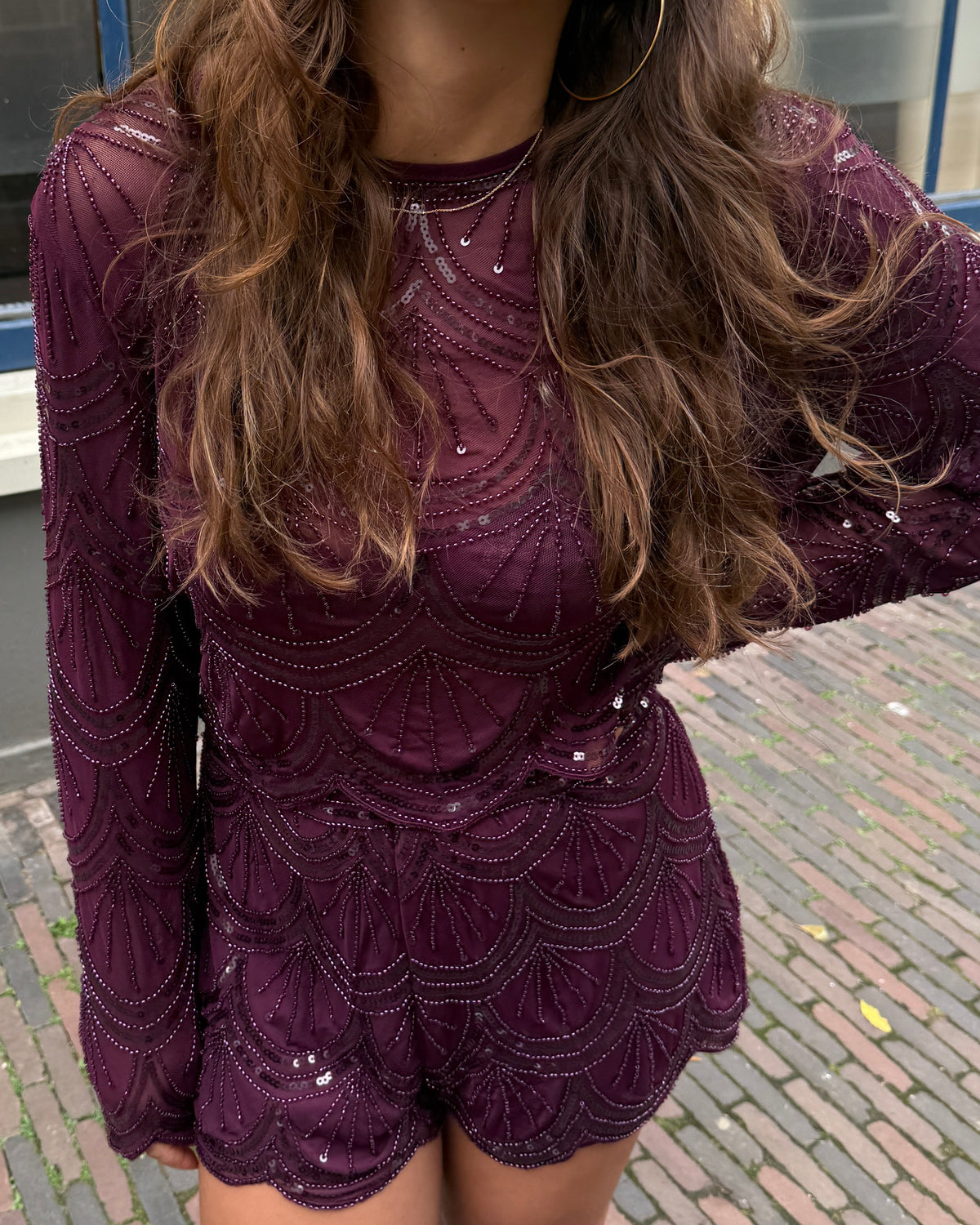 Lucie glitter top burgundy