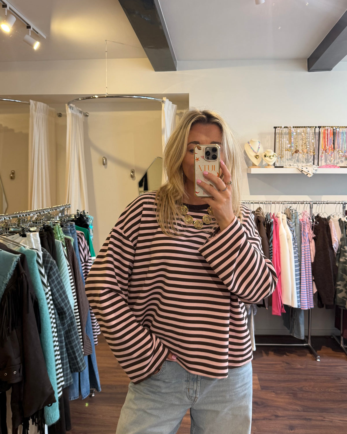 Philou longsleeve pink/brown