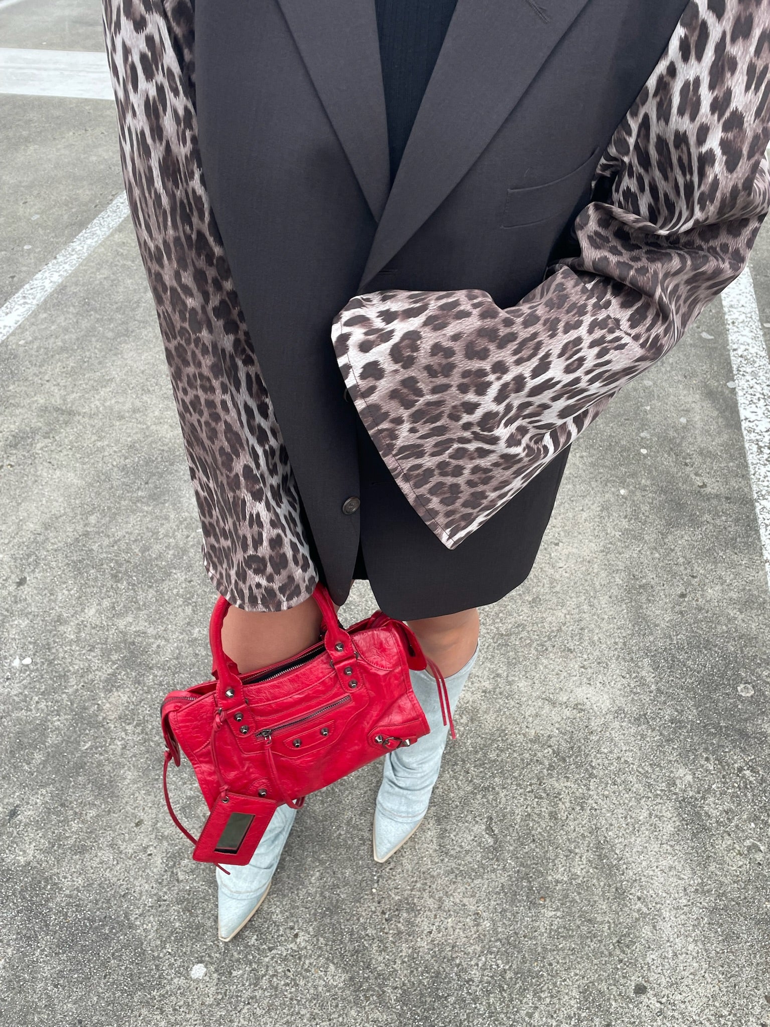 Vintage blazer met panterprint mouwen